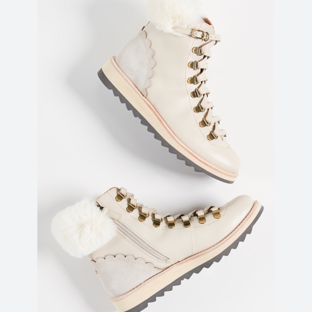 Kate Spade New York Women's Maira Hiking Boot off-white Shalimar calf leather 7
